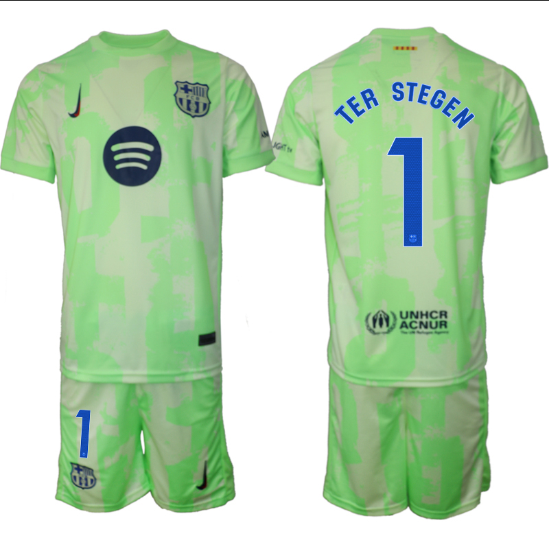 Men 2024-2025 Club Barcelona away Green #1 Soccer Jersey->barcelona jersey->Soccer Club Jersey